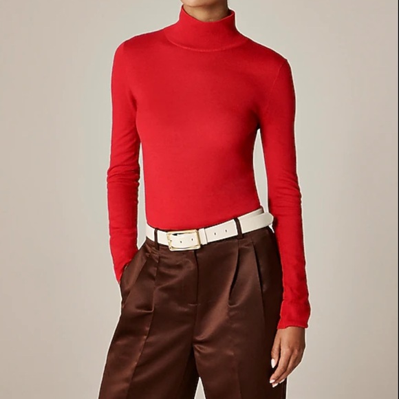 J. Crew Women's Pointelle Red Turtle Neck Top - Picture 5 of 5